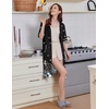 Ekouaer Zip Up Robes for Women Short Zipper Front House Coats with Pockets(Black Butterfly)