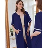 Ekouaer Zip Up Robes for Women Short Zipper Front House Coats with Pockets(Dark Navy)
