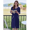 Ekouaer Zip Up Robes for Women Short Zipper Front House Coats with Pockets(Dark Navy)