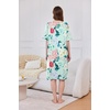 Ekouaer Zip Up Robes for Women Short Zipper Front House Coats with Pockets(Green Flower)