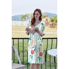 Ekouaer Zip Up Robes for Women Short Zipper Front House Coats with Pockets(Green Flower)