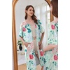 Ekouaer Zip Up Robes for Women Short Zipper Front House Coats with Pockets(Green Flower)