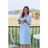 Ekouaer Zip Up Robes for Women Short Zipper Front House Coats with Pockets(Light Blue)