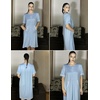 Ekouaer Zip Up Robes for Women Short Zipper Front House Coats with Pockets(Light Blue)