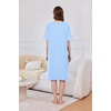 Ekouaer Zip Up Robes for Women Short Zipper Front House Coats with Pockets(Light Blue)