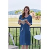 Ekouaer Zip Up Robes for Women Short Zipper Front House Coats with Pockets(Navy)