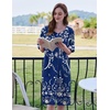 Ekouaer Zip Up Robes for Women Short Zipper Front House Coats with Pockets(Navy Floral)
