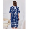 Ekouaer Zip Up Robes for Women Short Zipper Front House Coats with Pockets(Navy Floral)
