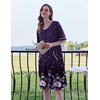 Ekouaer Zip Up Robes for Women Short Zipper Front House Coats with Pockets(Purple Floral)