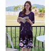 Ekouaer Zip Up Robes for Women Short Zipper Front House Coats with Pockets(Purple Floral)