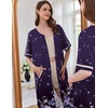 Ekouaer Zip Up Robes for Women Short Zipper Front House Coats with Pockets(Purple Floral)