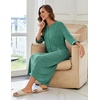 Ekouaer Zipper Robes for Women 3/4 Sleeve Bathrobe Lightweight House Coats(Bright Green)