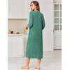 Ekouaer Zipper Robes for Women 3/4 Sleeve Bathrobe Lightweight House Coats(Bright Green)