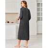 Ekouaer Zipper Robes for Women 3/4 Sleeve Bathrobe Lightweight House Coats(Gray)