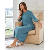 Ekouaer Zipper Robes for Women 3/4 Sleeve Bathrobe Lightweight House Coats(Sky Lake Blue)