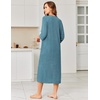 Ekouaer Zipper Robes for Women 3/4 Sleeve Bathrobe Lightweight House Coats(Sky Lake Blue)