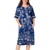 Ekouaer Zip Up Robes for Women Short Zipper Front House Coats with Pockets(Navy Floral)