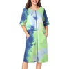 Ekouaer Zip Up Robes for Women Short Zipper Front House Coats with Pockets(Tie Dye Blue)