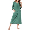 Ekouaer Zipper Robes for Women 3/4 Sleeve Bathrobe Lightweight House Coats(Bright Green)