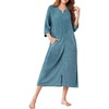 Ekouaer Zipper Robes for Women 3/4 Sleeve Bathrobe Lightweight House Coats(Sky Lake Blue)