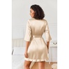 Ekouaer Women’s Satin Robes Short Silk Kimono Bath Robe with Pockets(Champaign Gold)