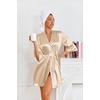 Ekouaer Women’s Satin Robes Short Silk Kimono Bath Robe with Pockets(Champaign Gold)