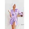 Ekouaer Women’s Satin Robes Short Silk Kimono Bath Robe with Pockets(Lavender)