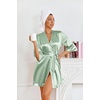 Ekouaer Women’s Satin Robes Short Silk Kimono Bath Robe with Pockets(Light Green)