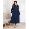 Ekouaer Fleece Robes for Women Zipper Long Bathrobe Plush Hooded Housecoat(B Navy Blue)