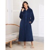 Ekouaer Fleece Robes for Women Zipper Long Bathrobe Plush Hooded Housecoat(B Navy Blue)