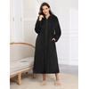 Ekouaer Fleece Robes for Women Zipper Long Bathrobe Plush Hooded Housecoat(Black)