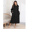 Ekouaer Fleece Robes for Women Zipper Long Bathrobe Plush Hooded Housecoat(Black)