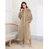 Ekouaer Fleece Robes for Women Zipper Long Bathrobe Plush Hooded Housecoat(C Khaki)