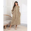 Ekouaer Fleece Robes for Women Zipper Long Bathrobe Plush Hooded Housecoat(C Khaki)