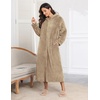 Ekouaer Fleece Robes for Women Zipper Long Bathrobe Plush Hooded Housecoat(C Khaki)