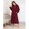 Ekouaer Fleece Robes for Women Zipper Long Bathrobe Plush Hooded Housecoat(D Wine Red)