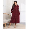 Ekouaer Fleece Robes for Women Zipper Long Bathrobe Plush Hooded Housecoat(D Wine Red)