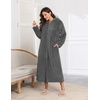 Ekouaer Fleece Robes for Women Zipper Long Bathrobe Plush Hooded Housecoat(Dark Grey)