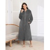 Ekouaer Fleece Robes for Women Zipper Long Bathrobe Plush Hooded Housecoat(Dark Grey)