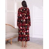 Ekouaer Fleece Robes for Women Zipper Long Bathrobe Plush Hooded Housecoat(P Christmas Plaid)