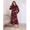 Ekouaer Fleece Robes for Women Zipper Long Bathrobe Plush Hooded Housecoat(P Christmas Plaid)