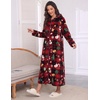 Ekouaer Fleece Robes for Women Zipper Long Bathrobe Plush Hooded Housecoat(P Christmas Plaid)