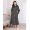 Ekouaer Fleece Robes for Women Zipper Long Bathrobe Plush Hooded Housecoat(P Dark Grey Jacquard)
