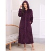 Ekouaer Fleece Robes for Women Zipper Long Bathrobe Plush Hooded Housecoat(P Dark Purple Jacquard)