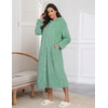 Ekouaer Fleece Robes for Women Zipper Long Bathrobe Plush Hooded Housecoat(P Green Jacquard)