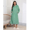 Ekouaer Fleece Robes for Women Zipper Long Bathrobe Plush Hooded Housecoat(P Green Jacquard)