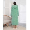 Ekouaer Fleece Robes for Women Zipper Long Bathrobe Plush Hooded Housecoat(P Green Jacquard)