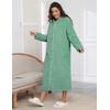 Ekouaer Fleece Robes for Women Zipper Long Bathrobe Plush Hooded Housecoat(P Green Jacquard)