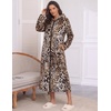Ekouaer Fleece Robes for Women Zipper Long Bathrobe Plush Hooded Housecoat(P Leopard)