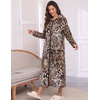Ekouaer Fleece Robes for Women Zipper Long Bathrobe Plush Hooded Housecoat(P Leopard)